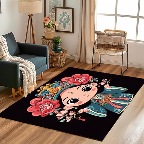 Lwznbio Teppich Antirutschunterlage 120x170 cm Kawaii Mädchen Carpet Schlafzimmer Waschbarer Chinesisch Stil Teppiche Weich Kurzflor für Wohnzimmer, Kinderzimmer, Esszimmer, Büro Lwznbio Teppich Antirutschunterlage 120x170 cm Kawaii Mädchen Carpet Schlafzimmer Waschbarer Chinesisch Stil Teppiche Weich Kurzflor für Wohnzimmer, Kinderzimmer, Esszimmer, Büro von Lwznbio