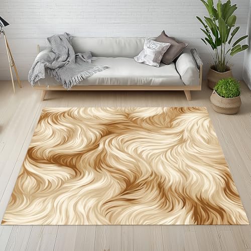 Lwznbio Teppich Antirutschunterlage 120x170 cm Tier Pelz Carpet Schlafzimmer Waschbarer Modern Abstrakt Kunst Teppiche Weich Kurzflor für Wohnzimmer, Kinderzimmer, Esszimmer, Büro von Lwznbio