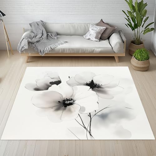 Lwznbio Teppich Antirutschunterlage 120x170 cm Tuschemalerei Blumen Carpet Schlafzimmer Waschbarer Aquarell Blumenmuster Teppiche Weich Kurzflor für Wohnzimmer, Kinderzimmer, Esszimmer, Büro Lwznbio Teppich Antirutschunterlage 120x170 cm Tuschemalerei Blumen Carpet Schlafzimmer Waschbarer Aquarell Blumenmuster Teppiche Weich Kurzflor für Wohnzimmer, Kinderzimmer, Esszimmer, Büro von Lwznbio