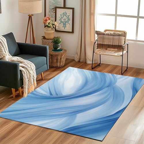 Lwznbio Teppich Läufer 80x150 cm Blau Malerei Wohnzimmerteppich Kurzflor Waschbar rutschfest Modern Minimalismus Teppiche Weich für Eingang Flur, Küche, Wohnzimmer, Schlafzimmer Lwznbio Teppich Läufer 80x150 cm Blau Malerei Wohnzimmerteppich Kurzflor Waschbar rutschfest Modern Minimalismus Teppiche Weich für Eingang Flur, Küche, Wohnzimmer, Schlafzimmer von Lwznbio