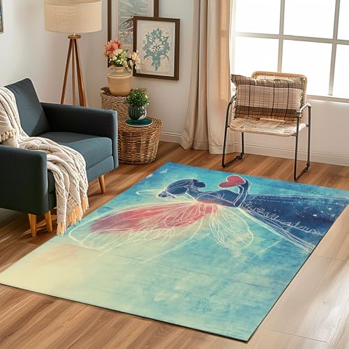 Lwznbio Teppich Läufer 80x150 cm Elf Mädchen Wohnzimmerteppich Kurzflor Waschbar rutschfest Karikatur Stil Teppiche Weich für Eingang Flur, Küche, Wohnzimmer, Schlafzimmer von Lwznbio
