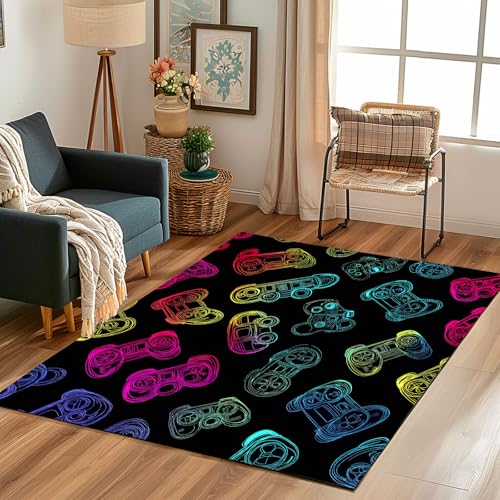 Lwznbio Teppich Läufer 80x150 cm Gamepad Spielkonsole Wohnzimmerteppich Kurzflor Waschbar rutschfest Game Controller Teppiche Weich für Eingang Flur, Küche, Wohnzimmer, Schlafzimmer von Lwznbio