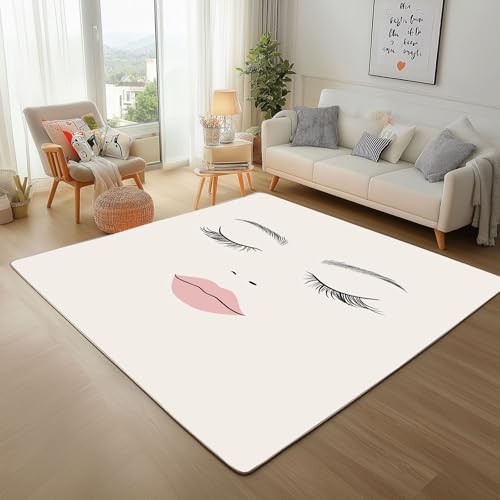 Lwznbio Teppich Läufer 80x150 cm Gesicht Drucken Wohnzimmerteppich Kurzflor Waschbar rutschfest Abstrakt Kunst Teppiche Weich für Eingang Flur, Küche, Wohnzimmer, Schlafzimmer von Lwznbio