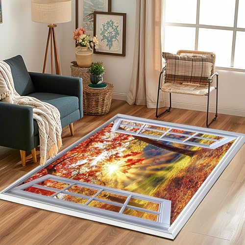 Lwznbio Teppich Läufer 80x150 cm Herbst Landschaft Wohnzimmerteppich Kurzflor Waschbar rutschfest Sonnenlicht Dschungel Teppiche Weich für Eingang Flur, Küche, Wohnzimmer, Schlafzimmer Lwznbio Teppich Läufer 80x150 cm Herbst Landschaft Wohnzimmerteppich Kurzflor Waschbar rutschfest Sonnenlicht Dschungel Teppiche Weich für Eingang Flur, Küche, Wohnzimmer, Schlafzimmer von Lwznbio