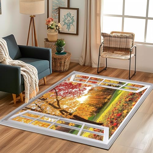 Lwznbio Teppich Läufer 80x150 cm Herbst Landschaft Wohnzimmerteppich Kurzflor Waschbar rutschfest Sonnenlicht Dschungel Teppiche Weich für Eingang Flur, Küche, Wohnzimmer, Schlafzimmer Lwznbio Teppich Läufer 80x150 cm Herbst Landschaft Wohnzimmerteppich Kurzflor Waschbar rutschfest Sonnenlicht Dschungel Teppiche Weich für Eingang Flur, Küche, Wohnzimmer, Schlafzimmer von Lwznbio