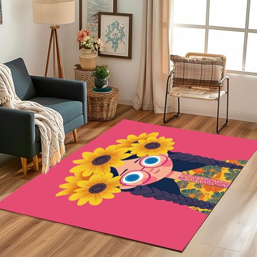 Lwznbio Teppich Läufer 80x150 cm Kawaii Mädchen Wohnzimmerteppich Kurzflor Waschbar rutschfest Karikatur Stil Teppiche Weich für Eingang Flur, Küche, Wohnzimmer, Schlafzimmer Lwznbio Teppich Läufer 80x150 cm Kawaii Mädchen Wohnzimmerteppich Kurzflor Waschbar rutschfest Karikatur Stil Teppiche Weich für Eingang Flur, Küche, Wohnzimmer, Schlafzimmer von Lwznbio