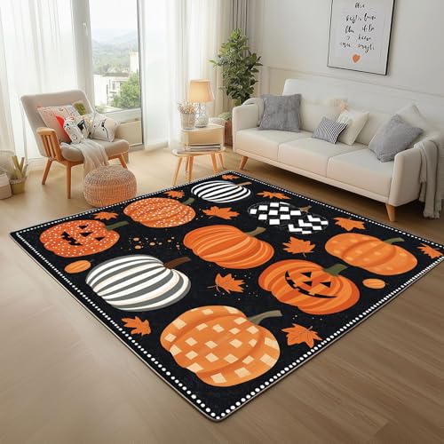 Lwznbio Teppich Läufer 80x150 cm Kürbis Laterne Wohnzimmerteppich Kurzflor Waschbar rutschfest Halloween Thema Teppiche Weich für Eingang Flur, Küche, Wohnzimmer, Schlafzimmer Lwznbio Teppich Läufer 80x150 cm Kürbis Laterne Wohnzimmerteppich Kurzflor Waschbar rutschfest Halloween Thema Teppiche Weich für Eingang Flur, Küche, Wohnzimmer, Schlafzimmer von Lwznbio
