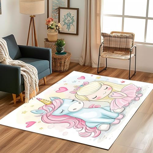 Lwznbio Teppich Läufer 80x150 cm Mädchen Einhorn Wohnzimmerteppich Kurzflor Waschbar rutschfest Karikatur Stil Teppiche Weich für Eingang Flur, Küche, Wohnzimmer, Schlafzimmer Lwznbio Teppich Läufer 80x150 cm Mädchen Einhorn Wohnzimmerteppich Kurzflor Waschbar rutschfest Karikatur Stil Teppiche Weich für Eingang Flur, Küche, Wohnzimmer, Schlafzimmer von Lwznbio