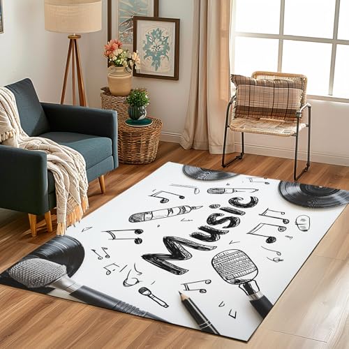 Lwznbio Teppich Läufer 80x150 cm Musikthema Musikalische Wohnzimmerteppich Kurzflor Waschbar rutschfest Musikliebhaber Teppiche Weich für Eingang Flur, Küche, Wohnzimmer, Schlafzimmer Lwznbio Teppich Läufer 80x150 cm Musikthema Musikalische Wohnzimmerteppich Kurzflor Waschbar rutschfest Musikliebhaber Teppiche Weich für Eingang Flur, Küche, Wohnzimmer, Schlafzimmer von Lwznbio