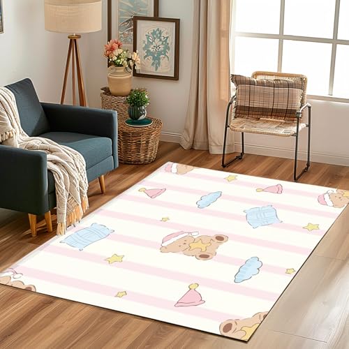 Lwznbio Teppich Läufer 80x150 cm Niedlich Bär Wohnzimmerteppich Kurzflor Waschbar rutschfest Karikatur Stil Teppiche Weich für Eingang Flur, Küche, Wohnzimmer, Schlafzimmer Lwznbio Teppich Läufer 80x150 cm Niedlich Bär Wohnzimmerteppich Kurzflor Waschbar rutschfest Karikatur Stil Teppiche Weich für Eingang Flur, Küche, Wohnzimmer, Schlafzimmer von Lwznbio