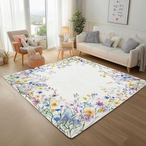 Lwznbio Teppich Läufer 80x150 cm Pastoralstil Pflanze Blumen Wohnzimmerteppich Kurzflor Waschbar rutschfest Blumenmuster Teppiche Weich für Eingang Flur, Küche, Wohnzimmer, Schlafzimmer Lwznbio Teppich Läufer 80x150 cm Pastoralstil Pflanze Blumen Wohnzimmerteppich Kurzflor Waschbar rutschfest Blumenmuster Teppiche Weich für Eingang Flur, Küche, Wohnzimmer, Schlafzimmer von Lwznbio