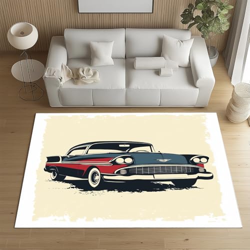 Lwznbio Teppich Läufer 80x150 cm Sportwagen Auto Wohnzimmerteppich Kurzflor Waschbar rutschfest Karikatur Stil Teppiche Weich für Eingang Flur, Küche, Wohnzimmer, Schlafzimmer von Lwznbio
