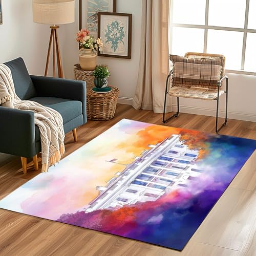 Lwznbio Teppich Läufer 80x150 cm Stadt Architektur Wohnzimmerteppich Kurzflor Waschbar rutschfest Aquarell Malerei Teppiche Weich für Eingang Flur, Küche, Wohnzimmer, Schlafzimmer Lwznbio Teppich Läufer 80x150 cm Stadt Architektur Wohnzimmerteppich Kurzflor Waschbar rutschfest Aquarell Malerei Teppiche Weich für Eingang Flur, Küche, Wohnzimmer, Schlafzimmer von Lwznbio