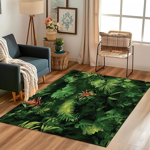 Lwznbio Teppich Läufer 80x150 cm Tropisch Pflanze Wohnzimmerteppich Kurzflor Waschbar rutschfest Dschungel Wald Teppiche Weich für Eingang Flur, Küche, Wohnzimmer, Schlafzimmer Lwznbio Teppich Läufer 80x150 cm Tropisch Pflanze Wohnzimmerteppich Kurzflor Waschbar rutschfest Dschungel Wald Teppiche Weich für Eingang Flur, Küche, Wohnzimmer, Schlafzimmer von Lwznbio