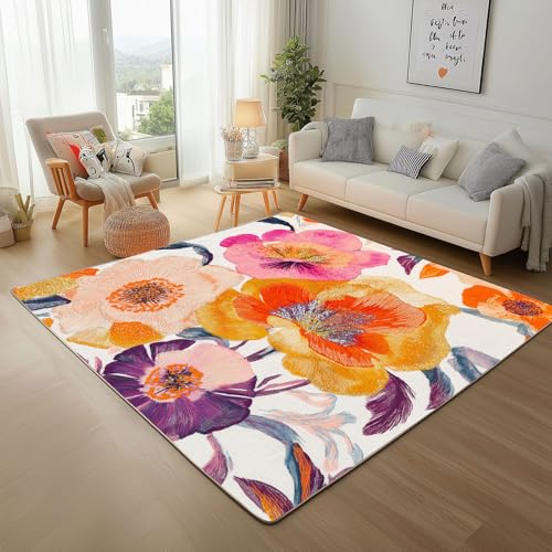 Lwznbio Teppich Läufer 80x150 cm Vintage Mohnblumen Wohnzimmerteppich Kurzflor Waschbar rutschfest Blumen Pflanze Teppiche Weich für Eingang Flur, Küche, Wohnzimmer, Schlafzimmer Lwznbio Teppich Läufer 80x150 cm Vintage Mohnblumen Wohnzimmerteppich Kurzflor Waschbar rutschfest Blumen Pflanze Teppiche Weich für Eingang Flur, Küche, Wohnzimmer, Schlafzimmer von Lwznbio