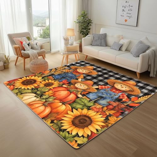 Lwznbio Teppich Läufer 80x150 cm Vogelscheuche Sonnenblume Kürbis Wohnzimmerteppich Kurzflor Waschbar rutschfest Herbst Ernte Teppiche Weich für Eingang Flur, Küche, Wohnzimmer, Schlafzimmer Lwznbio Teppich Läufer 80x150 cm Vogelscheuche Sonnenblume Kürbis Wohnzimmerteppich Kurzflor Waschbar rutschfest Herbst Ernte Teppiche Weich für Eingang Flur, Küche, Wohnzimmer, Schlafzimmer von Lwznbio