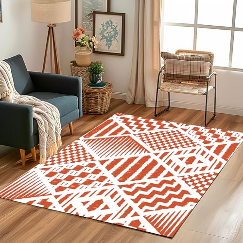 Lwznbio Teppich Waschbarer 150x210 cm Geometrie Muster Wohnzimmerteppich rutschfest Linie Streifen Teppiche Groß Weich Kurzflor für Schlafzimmer, Esszimmer, Büro, Spielzimmer von Lwznbio
