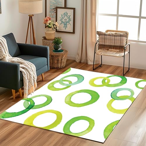 Lwznbio Teppich Waschbarer 150x210 cm Grün Kreis Wohnzimmerteppich rutschfest Geometrie Muster Teppiche Groß Weich Kurzflor für Schlafzimmer, Esszimmer, Büro, Spielzimmer Lwznbio Teppich Waschbarer 150x210 cm Grün Kreis Wohnzimmerteppich rutschfest Geometrie Muster Teppiche Groß Weich Kurzflor für Schlafzimmer, Esszimmer, Büro, Spielzimmer von Lwznbio