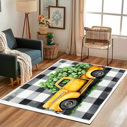 Lwznbio Teppich Waschbarer 150x210 cm LKW Vierblättriges Kleeblatt Wohnzimmerteppich rutschfest Karikatur Stil Teppiche Groß Weich Kurzflor für Schlafzimmer, Esszimmer, Büro, Spielzimmer Lwznbio Teppich Waschbarer 150x210 cm LKW Vierblättriges Kleeblatt Wohnzimmerteppich rutschfest Karikatur Stil Teppiche Groß Weich Kurzflor für Schlafzimmer, Esszimmer, Büro, Spielzimmer von Lwznbio
