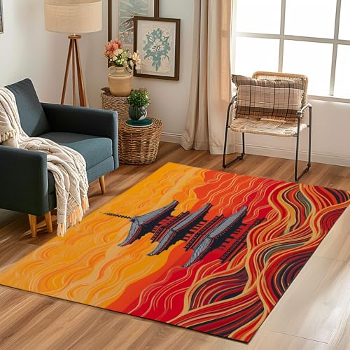 Lwznbio Teppich Waschbarer 150x210 cm Pagode Architektur Wohnzimmerteppich rutschfest Wellen Linie Teppiche Groß Weich Kurzflor für Schlafzimmer, Esszimmer, Büro, Spielzimmer Lwznbio Teppich Waschbarer 150x210 cm Pagode Architektur Wohnzimmerteppich rutschfest Wellen Linie Teppiche Groß Weich Kurzflor für Schlafzimmer, Esszimmer, Büro, Spielzimmer von Lwznbio
