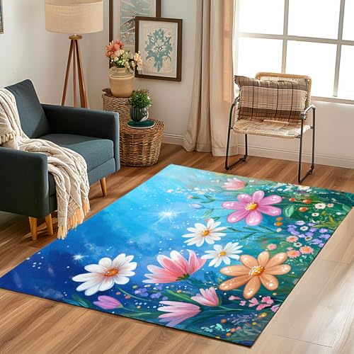 Lwznbio Teppich Wohnzimmer 160x200 cm Farbe Blumen Pflanze Teppiche Büro Weich Kurzflor Waschbare Frühlingsblumen Carpet Weich rutschfest für Esszimmer, Büro, Spielzimmer, Kinderzimmer Lwznbio Teppich Wohnzimmer 160x200 cm Farbe Blumen Pflanze Teppiche Büro Weich Kurzflor Waschbare Frühlingsblumen Carpet Weich rutschfest für Esszimmer, Büro, Spielzimmer, Kinderzimmer von Lwznbio