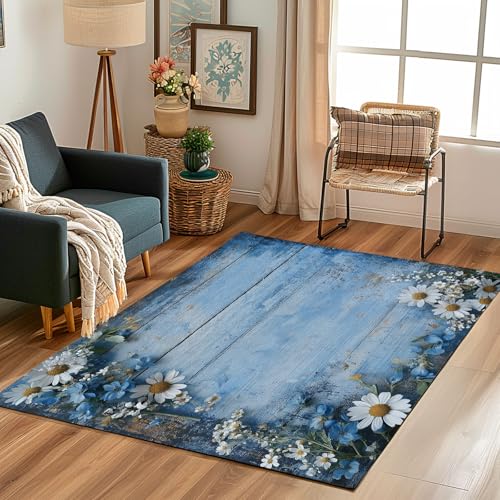 Lwznbio Teppich Wohnzimmer 160x200 cm Gänseblümchen Holzmaserung Teppiche Büro Weich Kurzflor Waschbare Blumenmuster Carpet Weich rutschfest für Esszimmer, Büro, Spielzimmer, Kinderzimmer Lwznbio Teppich Wohnzimmer 160x200 cm Gänseblümchen Holzmaserung Teppiche Büro Weich Kurzflor Waschbare Blumenmuster Carpet Weich rutschfest für Esszimmer, Büro, Spielzimmer, Kinderzimmer von Lwznbio
