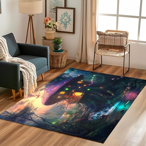 Lwznbio Teppich Wohnzimmer 160x200 cm Traum Pilzhaus Teppiche Büro Weich Kurzflor Waschbare Dschungel Wald Carpet Weich rutschfest für Esszimmer, Büro, Spielzimmer, Kinderzimmer Lwznbio Teppich Wohnzimmer 160x200 cm Traum Pilzhaus Teppiche Büro Weich Kurzflor Waschbare Dschungel Wald Carpet Weich rutschfest für Esszimmer, Büro, Spielzimmer, Kinderzimmer von Lwznbio