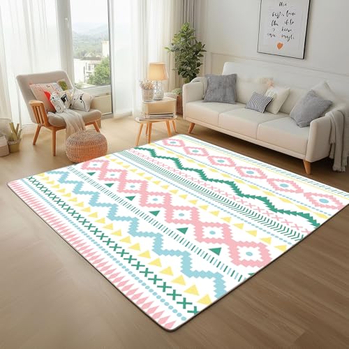 Lwznbio Teppich Wohnzimmer 200x280 cmGeometrie Muster Carpet Kurzflor Schlafzimmer Farbe Linie Streifen Teppiche Weich rutschfest Waschbare, für Kinderzimmer, Büro, Küche, Spielzimmer von Lwznbio