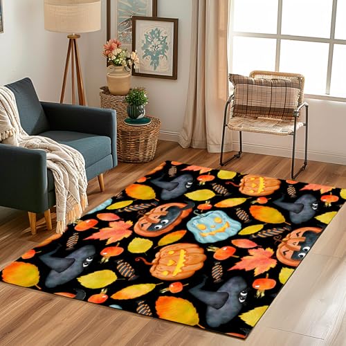 Lwznbio Teppich Wohnzimmer 200x280 cmHalloween Thema Carpet Kurzflor Schlafzimmer Kürbis Laterne Teppiche Weich rutschfest Waschbare, für Kinderzimmer, Büro, Küche, Spielzimmer von Lwznbio