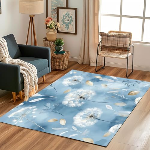 Lwznbio Teppich Wohnzimmer 200x280 cmLöwenzahn Blumen Carpet Kurzflor Schlafzimmer Blowball Blumenmuster Teppiche Weich rutschfest Waschbare, für Kinderzimmer, Büro, Küche, Spielzimmer von Lwznbio