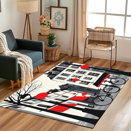 Lwznbio Teppich Wohnzimmer 200x280 cmLondon Landschaft Carpet Kurzflor Schlafzimmer Stadt Architektur Teppiche Weich rutschfest Waschbare, für Kinderzimmer, Büro, Küche, Spielzimmer von Lwznbio