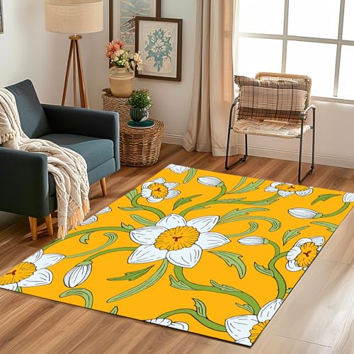 Lwznbio Teppich Wohnzimmer 200x280 cmVintage Blumenmuster Carpet Kurzflor Schlafzimmer Blumen Pflanze Teppiche Weich rutschfest Waschbare, für Kinderzimmer, Büro, Küche, Spielzimmer von Lwznbio