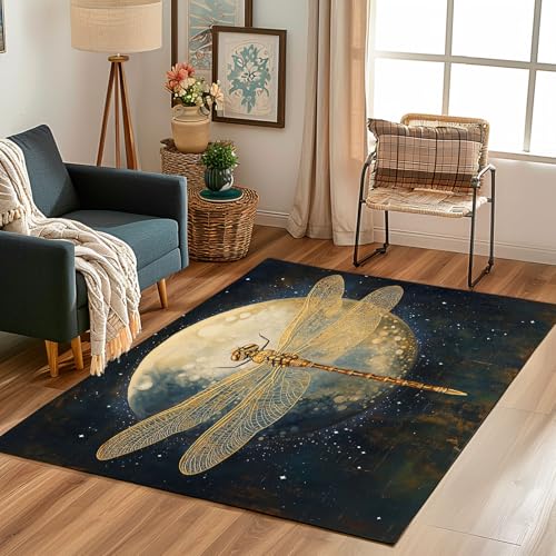 Lwznbio Teppich Wohnzimmer Weich 60x120 cm Dragonfly Mond Eingangsteppich Waschbarer Tierliebhaber Teppiche Kurzflor rutschfest für Flur, Küche, Schlafzimmer, Esszimmer Lwznbio Teppich Wohnzimmer Weich 60x120 cm Dragonfly Mond Eingangsteppich Waschbarer Tierliebhaber Teppiche Kurzflor rutschfest für Flur, Küche, Schlafzimmer, Esszimmer von Lwznbio