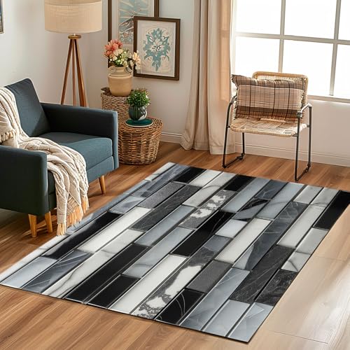 Lwznbio Teppich Wohnzimmer Weich 60x120 cm Wandfliesen Drucken Eingangsteppich Waschbarer Marmor Muster Teppiche Kurzflor rutschfest für Flur, Küche, Schlafzimmer, Esszimmer von Lwznbio