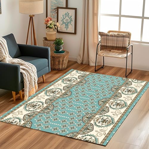 Lwznbio Teppich rutschfest Kinderzimmer 140x200 cm Abstrakt Blumenmuster Teppich Wohnzimmer Waschbarer Tradition Ethnischer Stil Carpet Weich Kurzflor für Schlafzimmer, Esszimmer, Küche Lwznbio Teppich rutschfest Kinderzimmer 140x200 cm Abstrakt Blumenmuster Teppich Wohnzimmer Waschbarer Tradition Ethnischer Stil Carpet Weich Kurzflor für Schlafzimmer, Esszimmer, Küche von Lwznbio