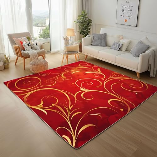 Lwznbio Teppich rutschfest Kinderzimmer 140x200 cm Abstrakt Linie Pflanze Teppich Wohnzimmer Waschbarer Modern Kunst Carpet Weich Kurzflor für Schlafzimmer, Esszimmer, Küche von Lwznbio