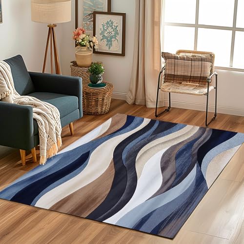 Lwznbio Teppich rutschfest Kinderzimmer 140x200 cm Abstrakt Welle Teppich Wohnzimmer Waschbarer Linie Streifen Carpet Weich Kurzflor für Schlafzimmer, Esszimmer, Küche Lwznbio Teppich rutschfest Kinderzimmer 140x200 cm Abstrakt Welle Teppich Wohnzimmer Waschbarer Linie Streifen Carpet Weich Kurzflor für Schlafzimmer, Esszimmer, Küche von Lwznbio