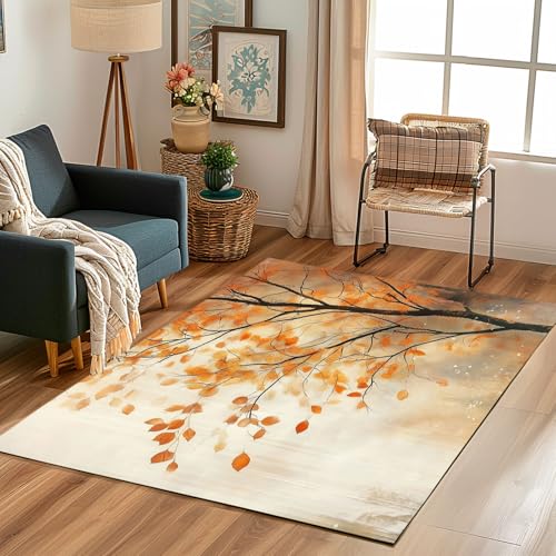 Lwznbio Teppich rutschfest Kinderzimmer 140x200 cm Birkenwald Gefallene Blätter Teppich Wohnzimmer Waschbarer Herbst Landschaft Carpet Weich Kurzflor für Schlafzimmer, Esszimmer, Küche Lwznbio Teppich rutschfest Kinderzimmer 140x200 cm Birkenwald Gefallene Blätter Teppich Wohnzimmer Waschbarer Herbst Landschaft Carpet Weich Kurzflor für Schlafzimmer, Esszimmer, Küche von Lwznbio