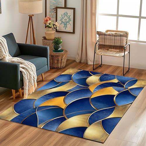 Lwznbio Teppich rutschfest Kinderzimmer 140x200 cm Fischschuppen 3D Drucken Teppich Wohnzimmer Waschbarer Geometrie Muster Carpet Weich Kurzflor für Schlafzimmer, Esszimmer, Küche Lwznbio Teppich rutschfest Kinderzimmer 140x200 cm Fischschuppen 3D Drucken Teppich Wohnzimmer Waschbarer Geometrie Muster Carpet Weich Kurzflor für Schlafzimmer, Esszimmer, Küche von Lwznbio