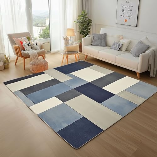 Lwznbio Teppich rutschfest Kinderzimmer 140x200 cm Geometrie Muster Teppich Wohnzimmer Waschbarer Patchwork Gitter Carpet Weich Kurzflor für Schlafzimmer, Esszimmer, Küche Lwznbio Teppich rutschfest Kinderzimmer 140x200 cm Geometrie Muster Teppich Wohnzimmer Waschbarer Patchwork Gitter Carpet Weich Kurzflor für Schlafzimmer, Esszimmer, Küche von Lwznbio