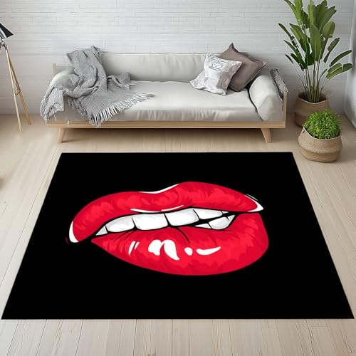 Lwznbio Teppich rutschfest Kinderzimmer 140x200 cm Lippen Muster Teppich Wohnzimmer Waschbarer Modern Abstrakt Kunst Carpet Weich Kurzflor für Schlafzimmer, Esszimmer, Küche Lwznbio Teppich rutschfest Kinderzimmer 140x200 cm Lippen Muster Teppich Wohnzimmer Waschbarer Modern Abstrakt Kunst Carpet Weich Kurzflor für Schlafzimmer, Esszimmer, Küche von Lwznbio