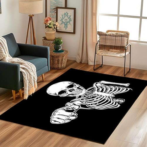 Lwznbio Teppich rutschfest Kinderzimmer 140x200 cm Skelett Interessant Teppich Wohnzimmer Waschbarer Gotisch Skeleton Carpet Weich Kurzflor für Schlafzimmer, Esszimmer, Küche Lwznbio Teppich rutschfest Kinderzimmer 140x200 cm Skelett Interessant Teppich Wohnzimmer Waschbarer Gotisch Skeleton Carpet Weich Kurzflor für Schlafzimmer, Esszimmer, Küche von Lwznbio