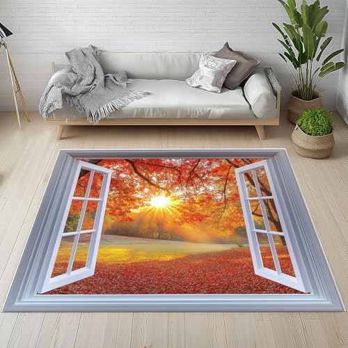 Lwznbio Teppiche Groß Weich 200x200 cm Herbst Natürliche Landschaft Teppich Wohnzimmer rutschfest Waschbar Sonnenlicht Dschungel Carpet Kurzflor für Schlafzimmer, Kinderzimmer, Esszimmer, Küche Lwznbio Teppiche Groß Weich 200x200 cm Herbst Natürliche Landschaft Teppich Wohnzimmer rutschfest Waschbar Sonnenlicht Dschungel Carpet Kurzflor für Schlafzimmer, Kinderzimmer, Esszimmer, Küche von Lwznbio