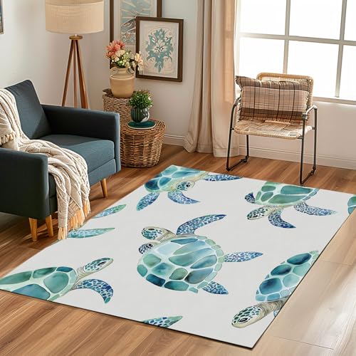 Lwznbio Teppiche Groß Weich 200x200 cm Meeresschildkröten Teppich Wohnzimmer rutschfest Waschbar Meereslebewesen Carpet Kurzflor für Schlafzimmer, Kinderzimmer, Esszimmer, Küche Lwznbio Teppiche Groß Weich 200x200 cm Meeresschildkröten Teppich Wohnzimmer rutschfest Waschbar Meereslebewesen Carpet Kurzflor für Schlafzimmer, Kinderzimmer, Esszimmer, Küche von Lwznbio