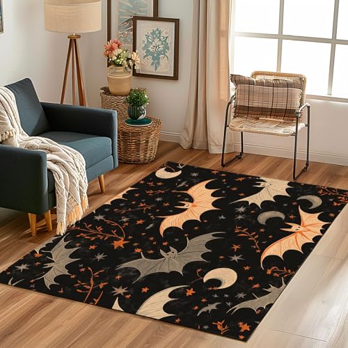 Lwznbio Teppiche Groß Weich 200x200 cm Schläger Stern Mond Teppich Wohnzimmer rutschfest Waschbar Halloween Thema Carpet Kurzflor für Schlafzimmer, Kinderzimmer, Esszimmer, Küche Lwznbio Teppiche Groß Weich 200x200 cm Schläger Stern Mond Teppich Wohnzimmer rutschfest Waschbar Halloween Thema Carpet Kurzflor für Schlafzimmer, Kinderzimmer, Esszimmer, Küche von Lwznbio