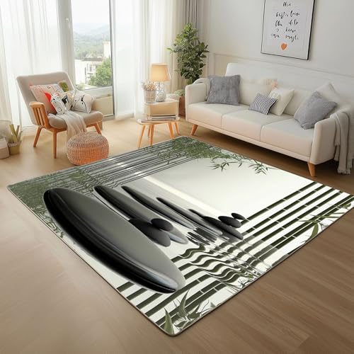 Lwznbio Teppiche Groß Weich 200x200 cm Zen-Steine Bambus Teppich Wohnzimmer rutschfest Waschbar Modern Kunst Carpet Kurzflor für Schlafzimmer, Kinderzimmer, Esszimmer, Küche Lwznbio Teppiche Groß Weich 200x200 cm Zen-Steine Bambus Teppich Wohnzimmer rutschfest Waschbar Modern Kunst Carpet Kurzflor für Schlafzimmer, Kinderzimmer, Esszimmer, Küche von Lwznbio