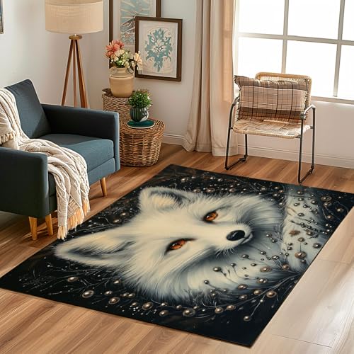 Lwznbio Weiß Fuchs Wohnzimmerteppich 200x280 cm Wilde Tiere Teppich Kurzflor, Weich rutschfest Waschbare Teppiche Tierliebhaber Eingangsteppich Fußmatte Schlafzimmer Kinderzimmer Lwznbio Weiß Fuchs Wohnzimmerteppich 200x280 cm Wilde Tiere Teppich Kurzflor, Weich rutschfest Waschbare Teppiche Tierliebhaber Eingangsteppich Fußmatte Schlafzimmer Kinderzimmer von Lwznbio