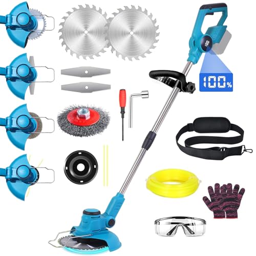 Rasentrimmer Mit Akku Für Makita Rasentrimmer, 4 in 1 Akku Rasentrimmer Mit 4 Arten Klingen, 1300w Leicht Freischneider Akku für Rasen,(Keine Batterie) von Lx2crya