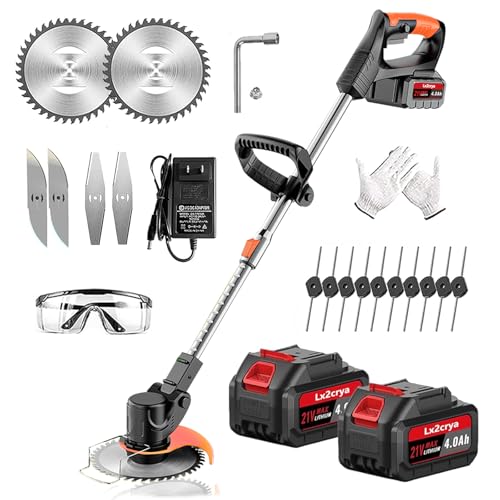 Rasentrimmer Mit Akku Für Makita Rasentrimmer, 4 in 1 Akku Rasentrimmer Mit 2X2.0Ah Akku Und 4 Arten Klingen, Leicht Akku Freischneider für Rasen, Garten Rasentrimmer Mit Akku Für Makita Rasentrimmer, 4 in 1 Akku Rasentrimmer Mit 2X2.0Ah Akku Und 4 Arten Klingen, Leicht Akku Freischneider für Rasen, Garten von Lx2crya