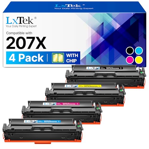 LxTek 207A 207X Mit Chip Kompatibel für HP 207A W2210A 207X W2210X für HP Color Laserjet Pro MFP M283FDW M283FDN M255DW M282NW M255 M282 M283 (4er-Pack) von LxTek